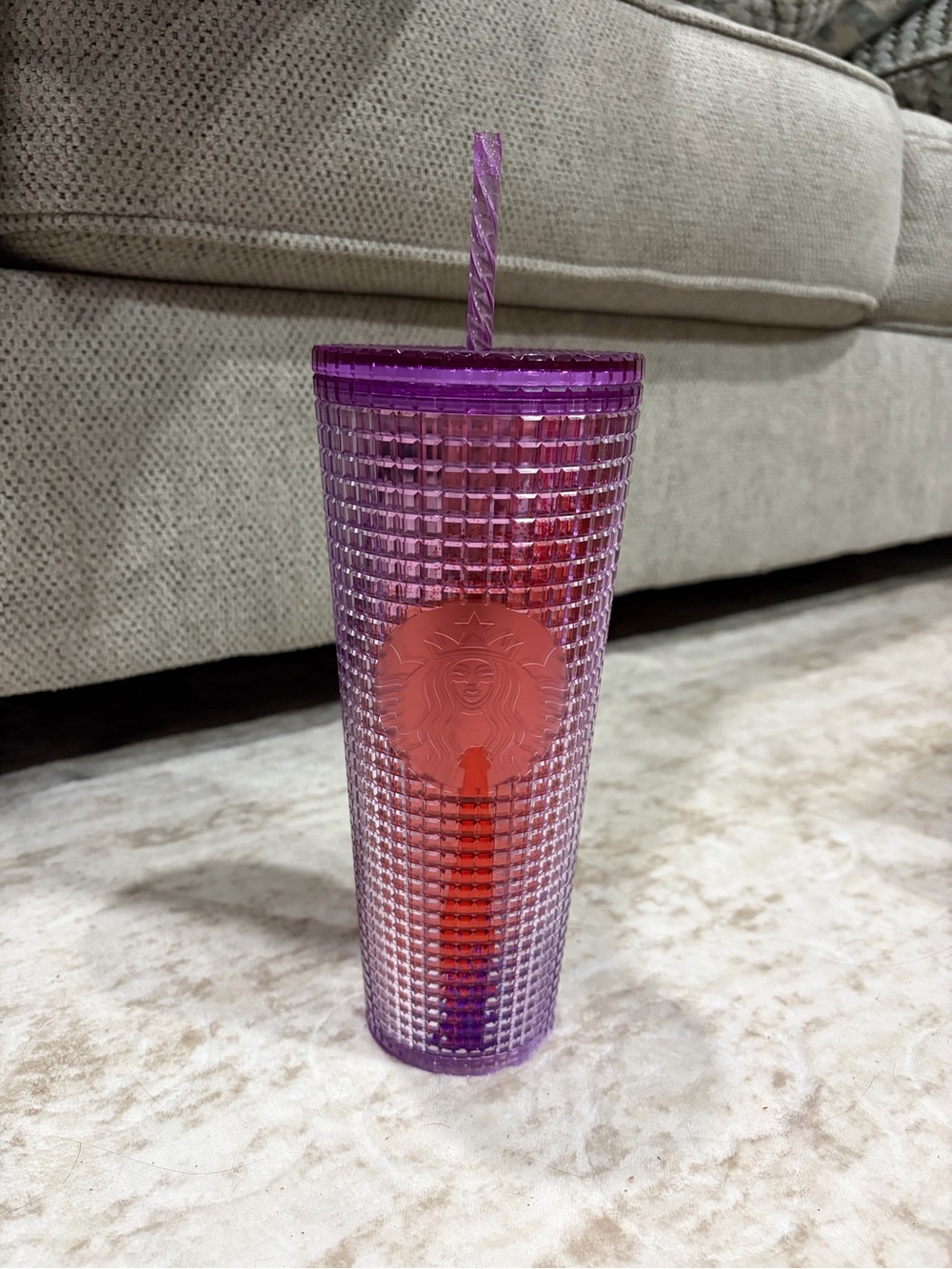 Starbucks Purple Studded Tumbler with Pink Logo and Purple Straw
